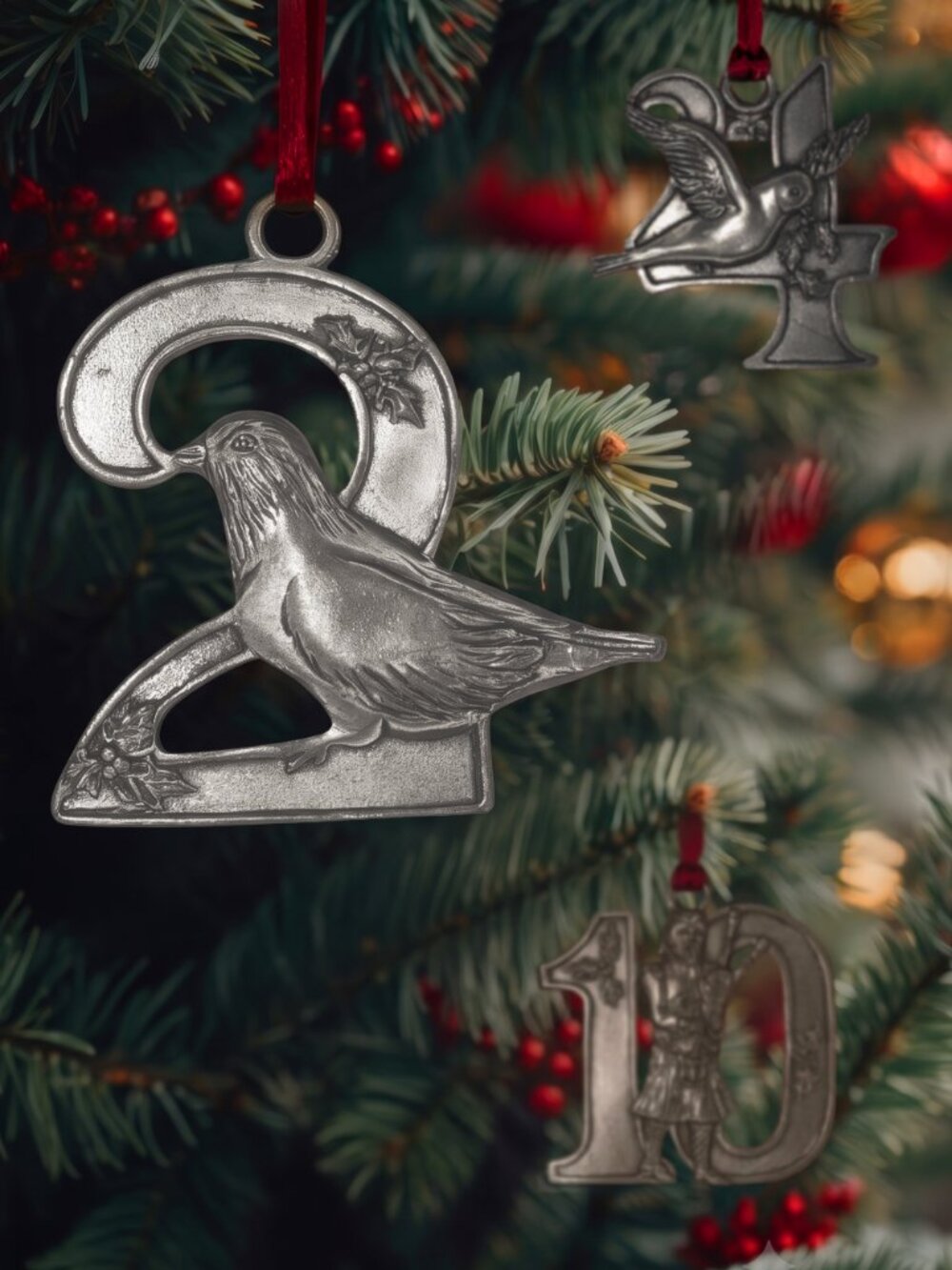 1992 Seagull Pewter 12 Days of Christmas Ornaments - Vintage Buyer's Choice